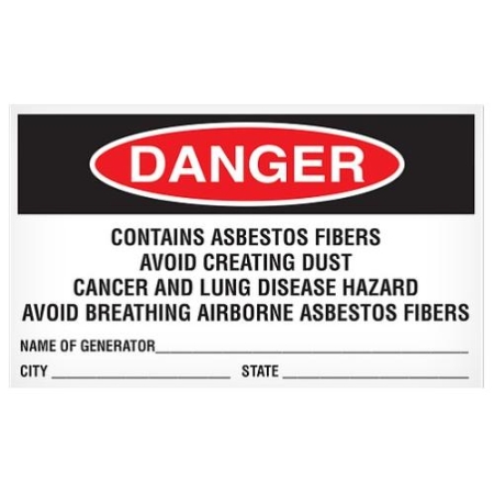 Abatement Labels, Contains Asbestos Fibers Avoid Creating Dust