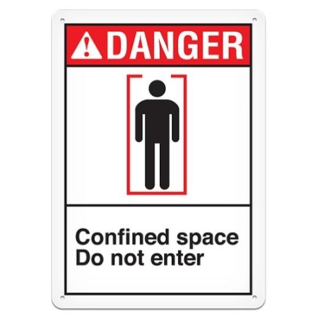 ANSI Safety Sign, Danger Confined Space Do Not Enter