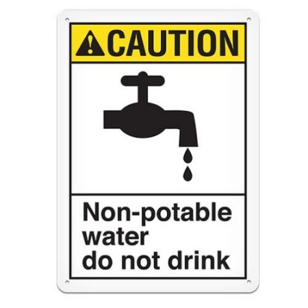 ANSI Safety Sign, Caution Non-potable Water Do Not Drink