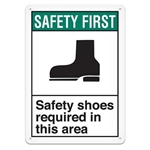 ANSI Safety Sign, Safety First Safety Shoes Required In This Area