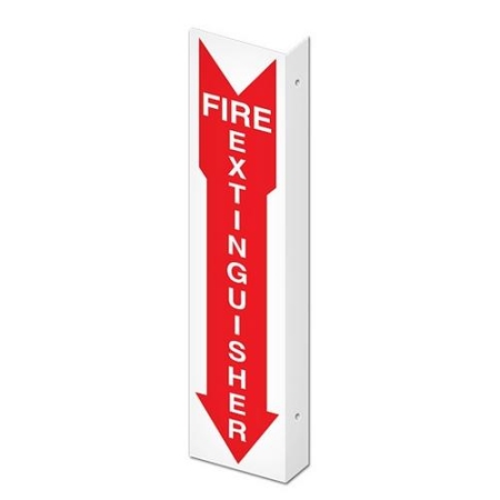 Fire Safety Sign Projected Fire Extinguisher Arrow Down
