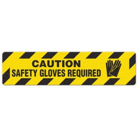 Floor Safety Message Sign Caution Safety Gloves Required 6pk