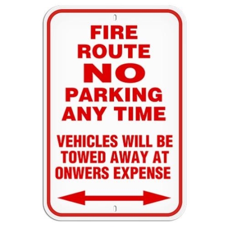 Parking Lot Sign Fire Route No Parking Any Time