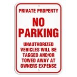 Parking Lot Sign Private Property No Parking