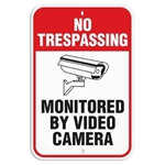 Parking Lot Sign No Trespassing Monitored By Video Camera