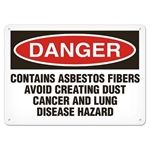 OSHA Safety Sign Danger Contains Asbestos Fibers Avoid Creating Dust