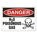 OSHA Safety Sign Danger H2S Poisonous Gas