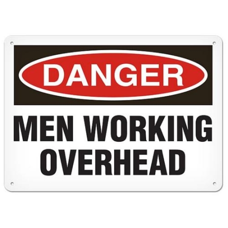 OSHA Safety Sign Danger Men Working Overhead