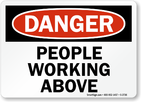 OSHA Safety Sign Danger People Working Above
