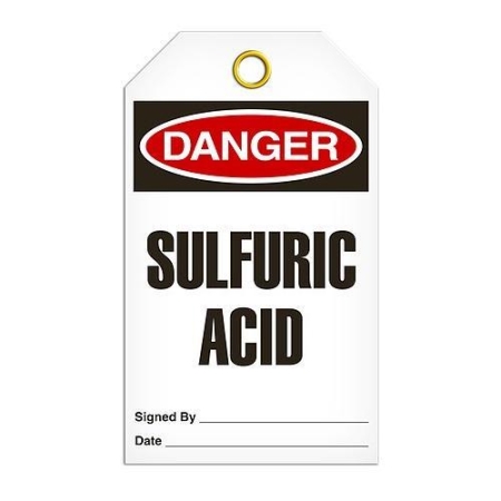 Safety Tag Danger Sulfuric Acid