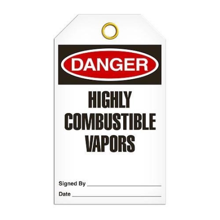 Safety Tag Danger Highly Combustible Vapors