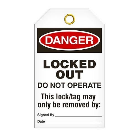 Safety Tag Danger Lock Out Before Maintenance Service or Repair