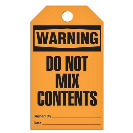 Safety Tag Warning Do Not Mix Contents