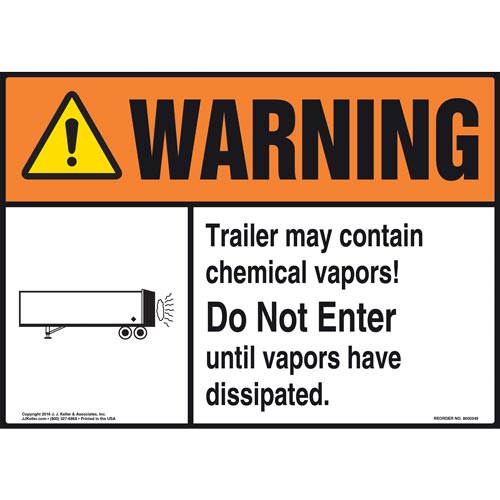 Warning, Trailer May Contain Chemical Vapors Decal