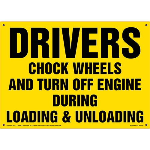 Drivers Chock Wheels and Turn Off Engine Decal