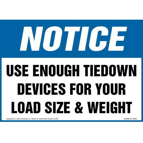 Notice, Use Enough Tiedown Devices For Your Load Size & Weight Sign