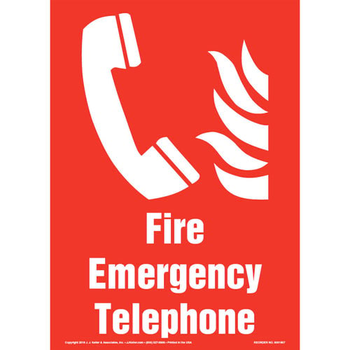 Fire Emergency Telephone Sign with Icon