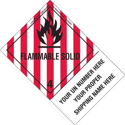 Personalized Flammable Solid Shipping Name Label Paper w Extended Tab