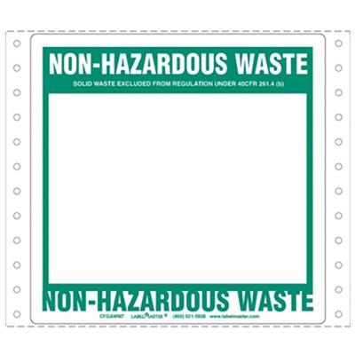 Non-Hazardous Waste Label Blank Open Box Pin-Feed, Paper