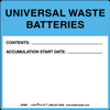 Universal Waste Batteries Label Vinyl