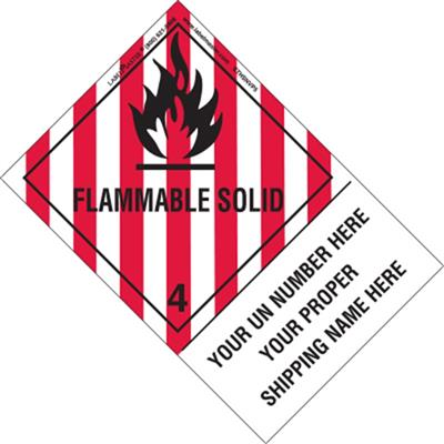 Personalized Flammable Solid Label Shipping Name Vinyl w Extended Tab