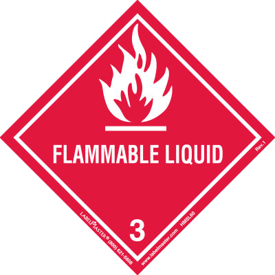 Flammable Liquid Label, Worded, Paper, 500ct Roll
