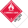 Flammable Liquid Label, UN 1263 Paint, Paper with Extended Tab