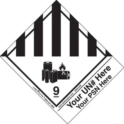 Personalized Hazard Class 9 Lithium Battery Label Paper w Standard Tab