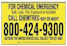 Chemtrec TM emergency number  30" x 11.5"