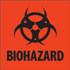 2" x 2" Biohazard Fluorescent Red Labels 500ct Roll