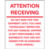8" x 10" Attention Receiving - Do Not Sign For This Shipment Labels