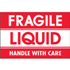 3" x 5" Fragile Liquid Handle With Care Labels 500ct Roll