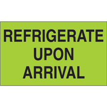 3" x 5" Refrigerate Upon Arrival Fluorescent Green Labels 500ct Roll