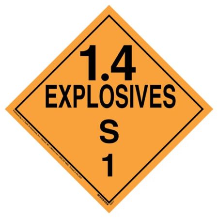 Explosives 1.4 S Placard, Vinyl