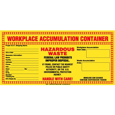Accumulation Hazardous Waste 2 in 1 Label