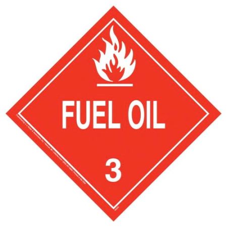 Standard Fuel Oil Class 3 Laminated Tagboard Placard