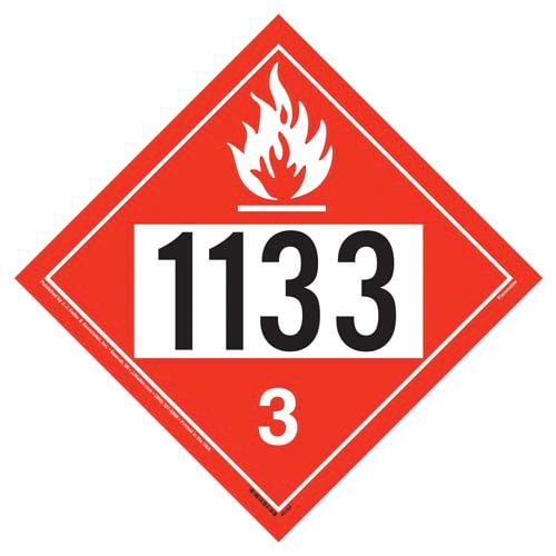 Flammable Liquid Placard UN 1133, Removable Vinyl