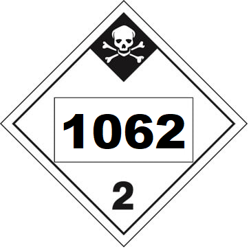 UN 1062 Hazmat Placard, Class 2.3, Tagboard