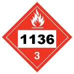 UN 1136 Hazmat Placard, Class 3, Tagboard