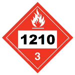 UN 1210 Flammable Liquid Placard, Removable Vinyl