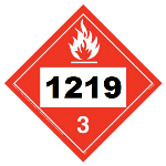 UN 1219 Flammable Liquid Placard, Removable Vinyl