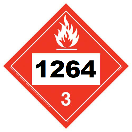 UN 1264 Hazmat Placard, Class 3, Tagboard