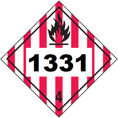 UN 1331 Hazmat Placard, Class 4, Tagboard