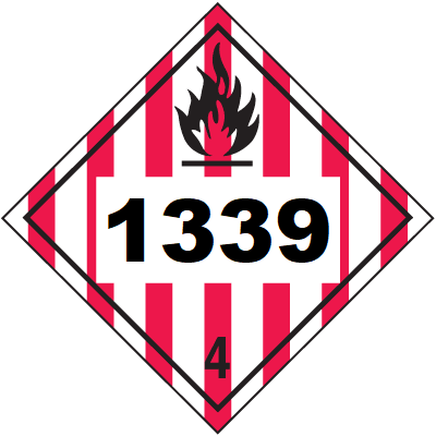 UN 1339 Hazmat Placard, Class 4, Tagboard