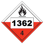 UN 1362 Hazmat Placard, Class 4.2, Tagboard
