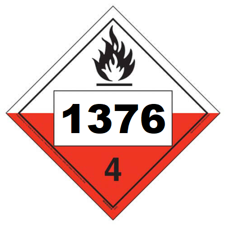 UN 1376 Hazmat Placard, Class 4.2, Tagboard
