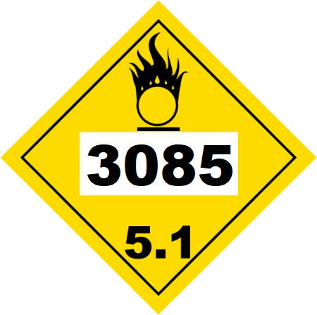 UN 3085 Hazmat Placard, Class 5.1, Tagboard