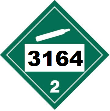 UN 3164 Hazmat Placard, Class 2.2, Tagboard