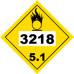 UN 3218 Hazmat Placard, Class 5.1, Tagboard