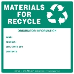 Materials for Recycle Label with Originator Info, Vinyl